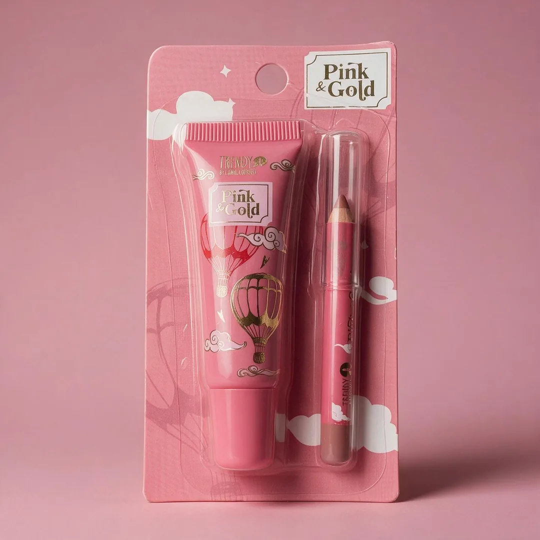 Lip Combo Pink and Gold Trendy