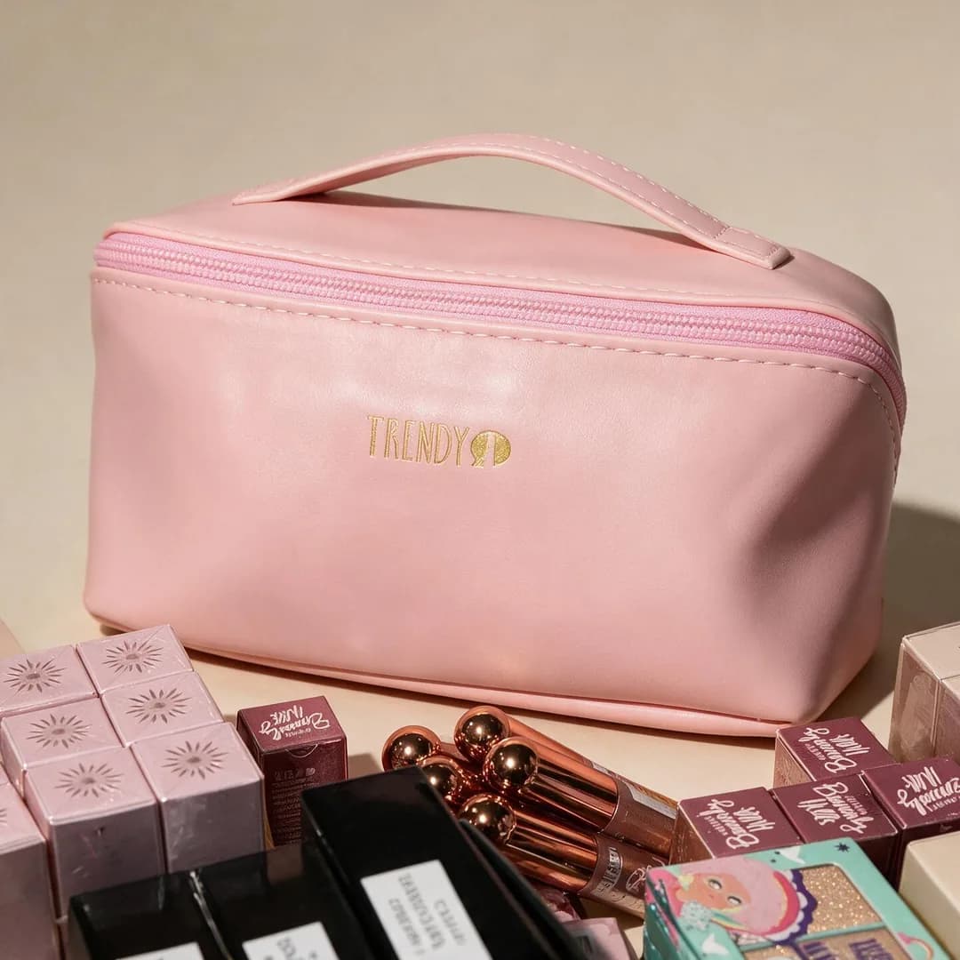 Cosmetiquera plegable rosada Trendy