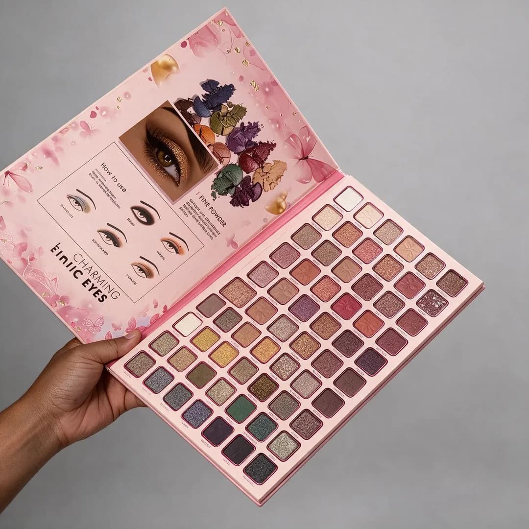 Paleta de sombras grande rosada