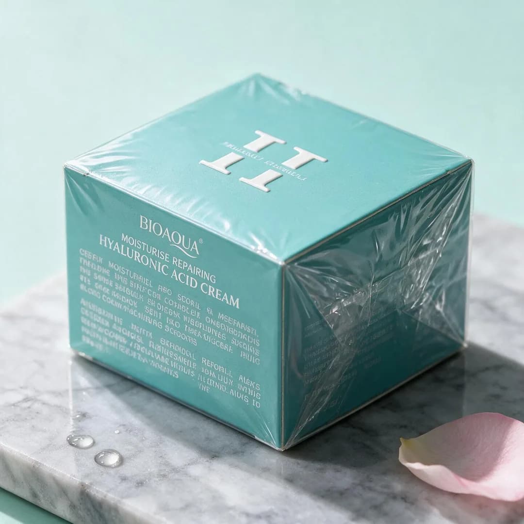 Crema de ácido hialurónico (Hyaluronic Acid Cream) en caja turquesa