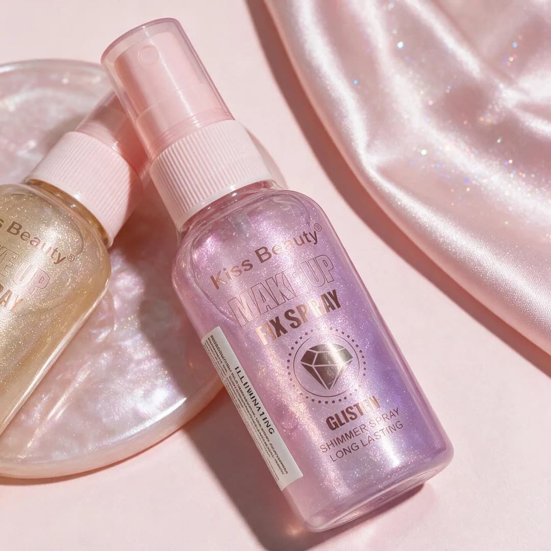 Spray fijador de maquillaje con brillo (Make Up Fix Spray Glisten Shimmer)